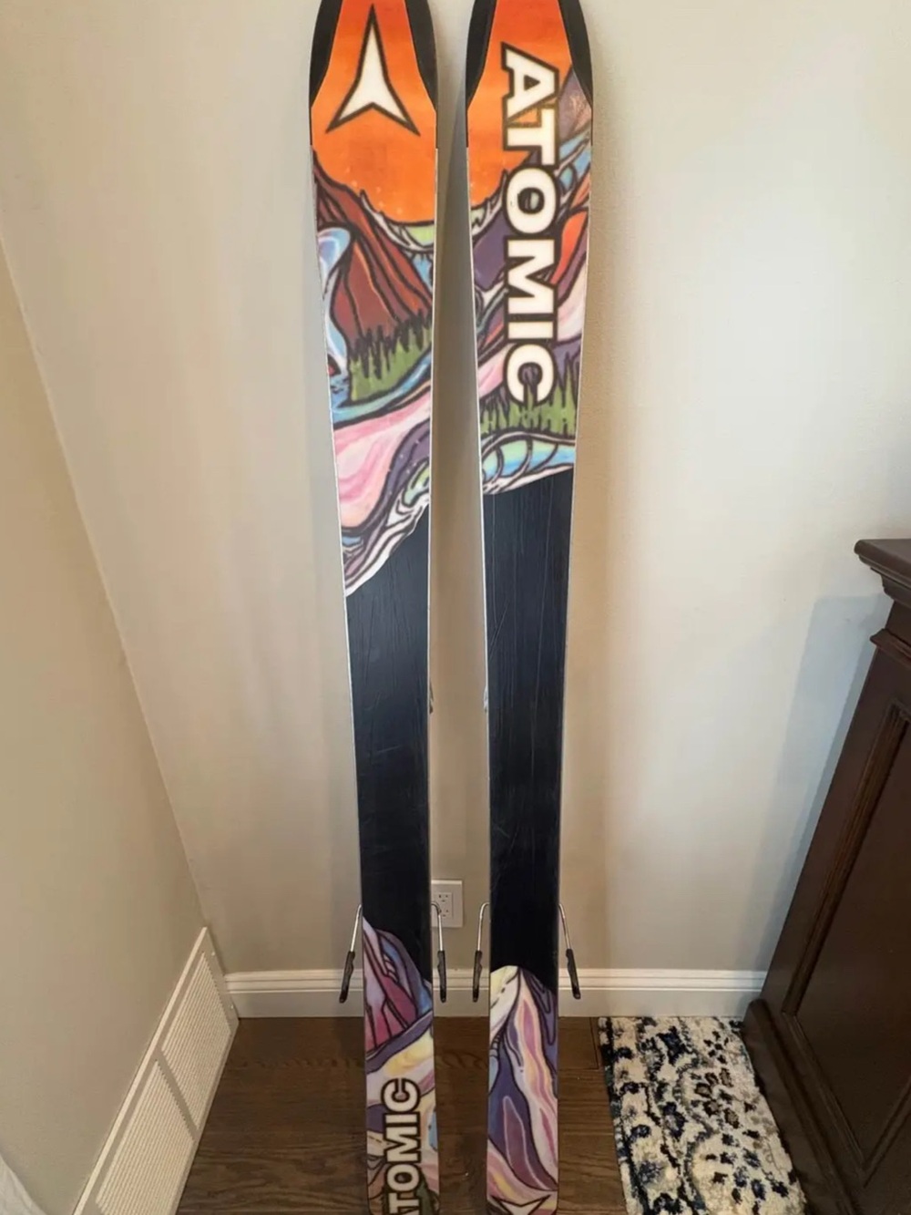Men's Orange and Black All-Mountain Skis
